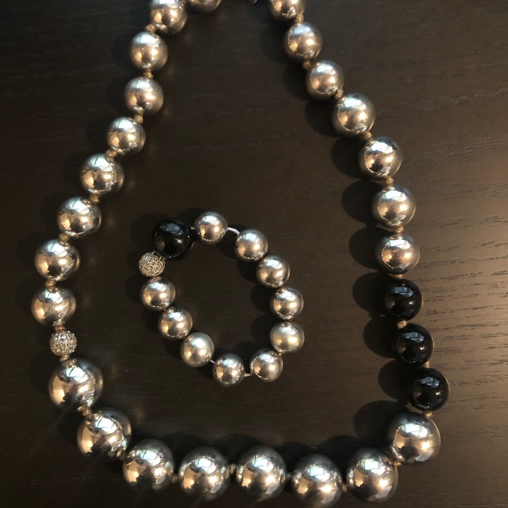 Lee Angel Silver beaded necklace and bracelet